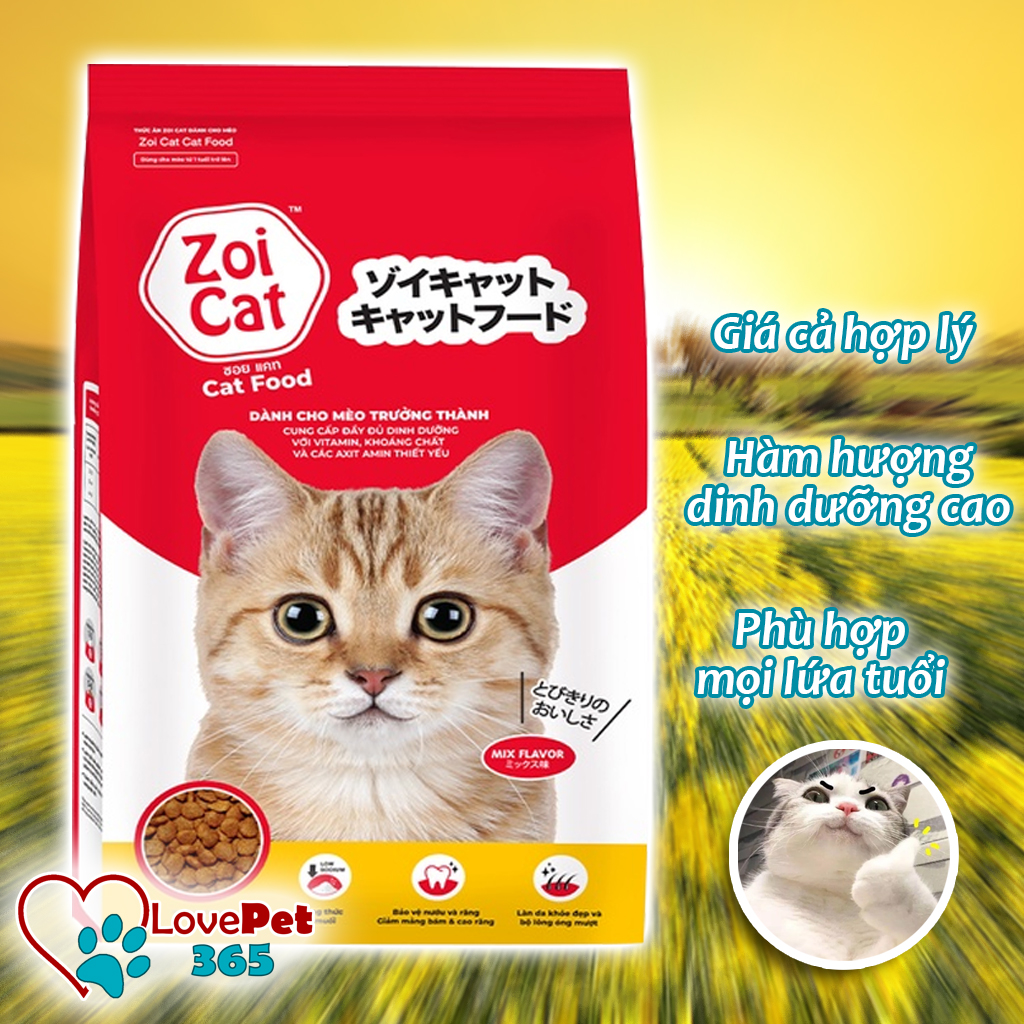 Thức Ăn Mèo hạt cho mèo Zoi Cat - Gói 1kg - Love Pet 365