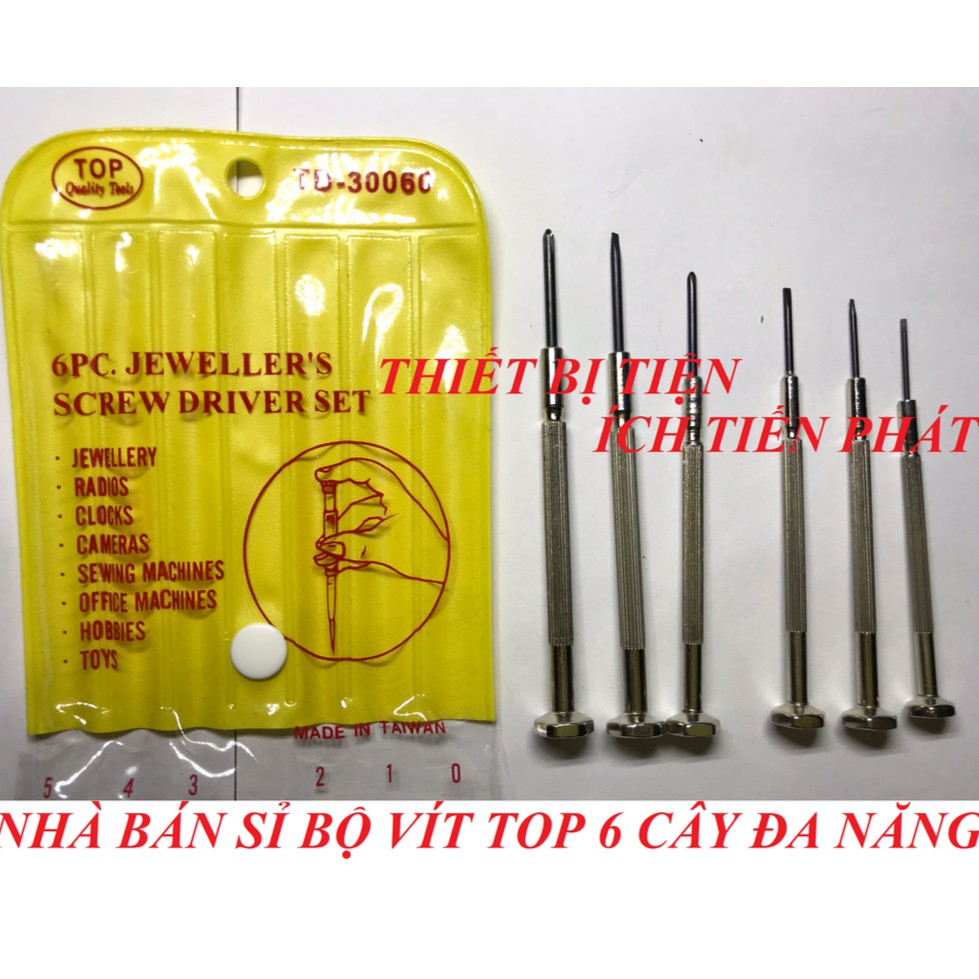 Bộ tuốc nơ vít, tua vít đa năng top 6 cây mini td-30060 chuyên sữa đồng hồ, máy tính, điện thoại