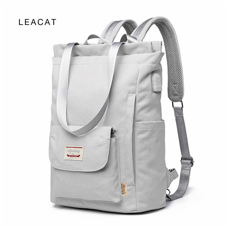 Leacat Phụ Nữ Ba Lô Chống Nước Phong Cách Ba Lô Máy Tính Xách Tay 13 13.3 14 15.6 Inch Thời Trang Hàn Quốc Oxford Vải USB Balo Sinh Viên Túi Nữ Cho Nữ