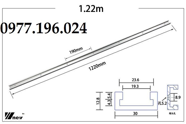 Thanh ray trượt bàn cưa chất liệu hợp kim nhôm cao cấp bản rộng 3cm