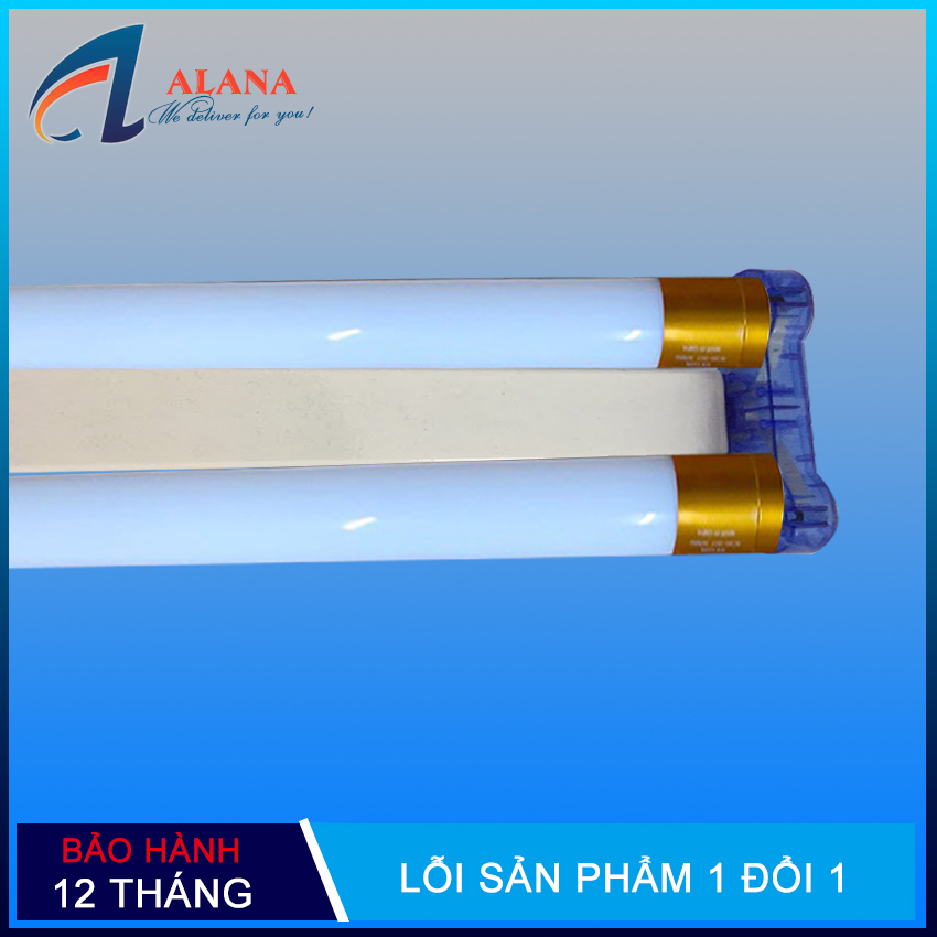 Combo 2 đèn led tuýp thủy tinh 1.2 mét 30w ánh sáng trắng + 1 bộ máng đèn led đôi 1,2 mét cao cấp