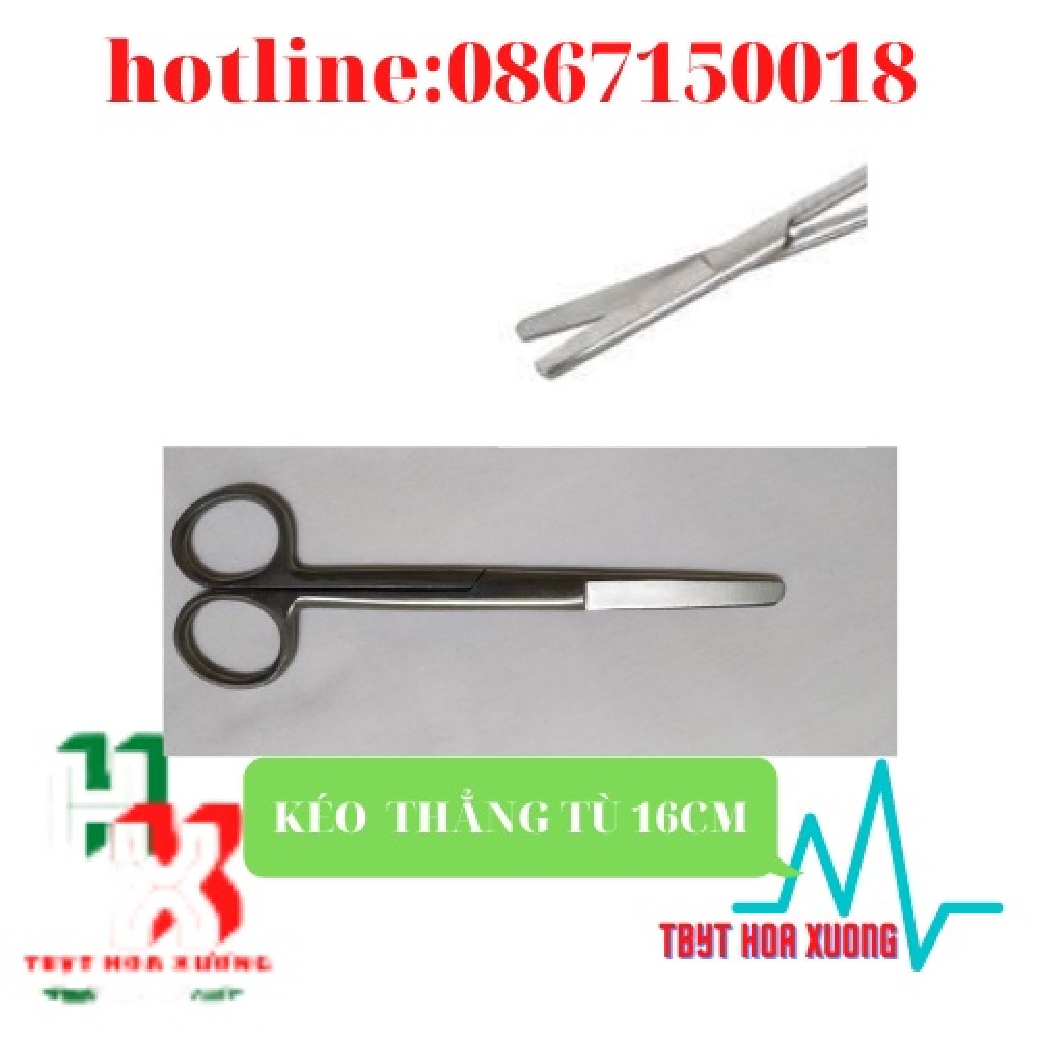 Kéo y tế thẳng hai đầu tù 16cm parkistan - kéo cắt thuốᴄ 16cm