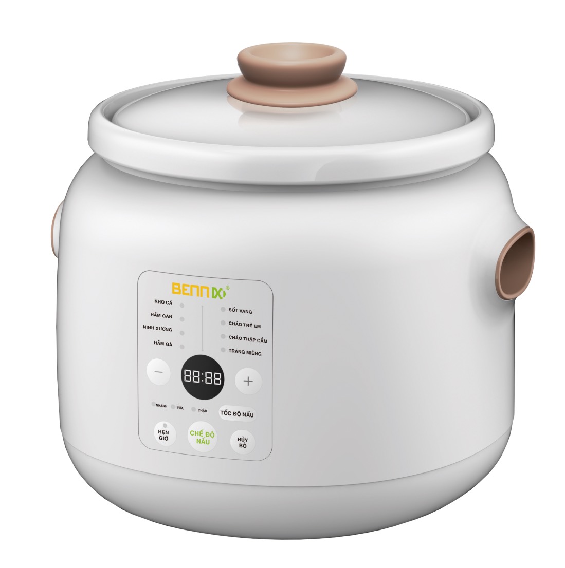 Nồi nấu chậm đa năng điện tử 8 chức năng bennix bn-30slc, nồi nấu cháo kho cá hầm xương dung tích 3l