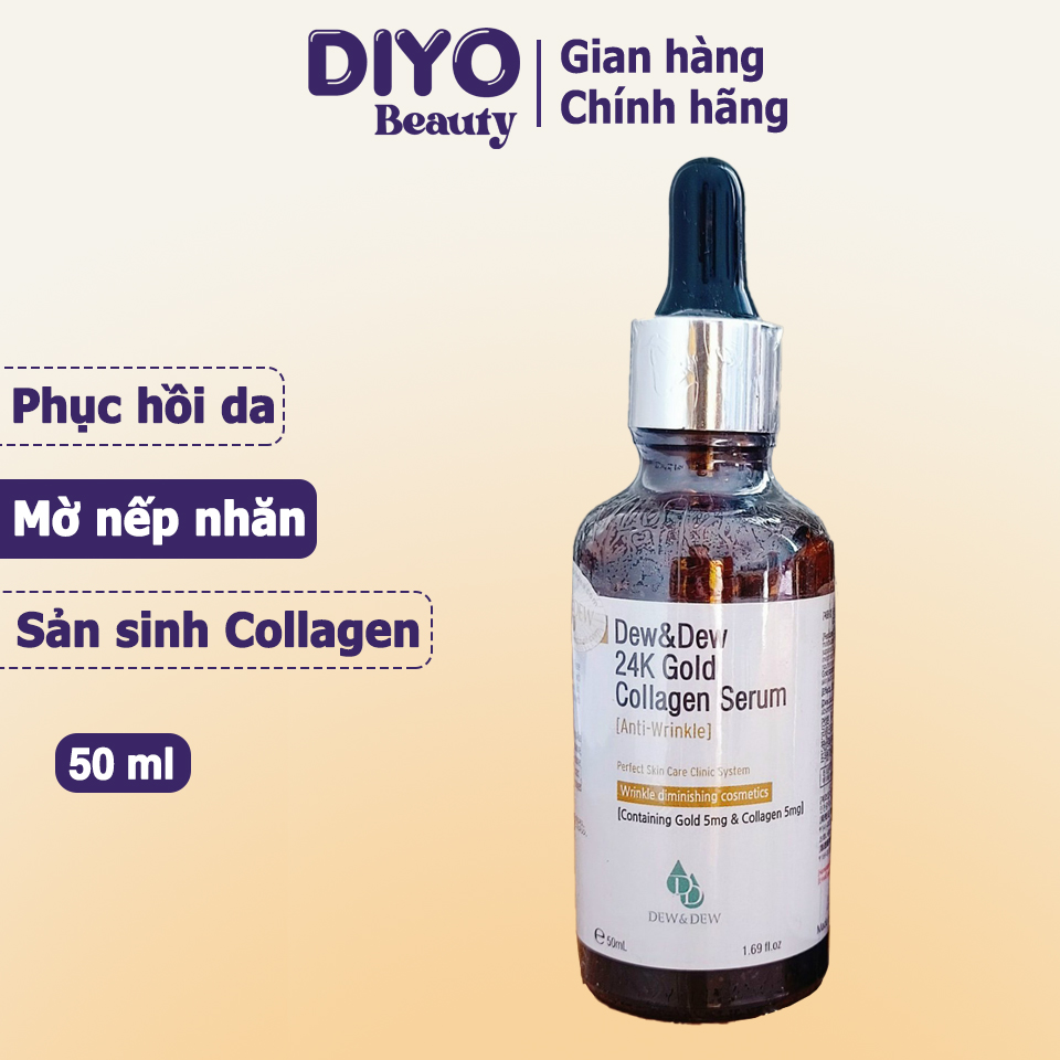 Serum Dew&Dew 24K Gold Collagen Anti Wrinkle 50ml dưỡng da chống lão hóa Hàn Quốc