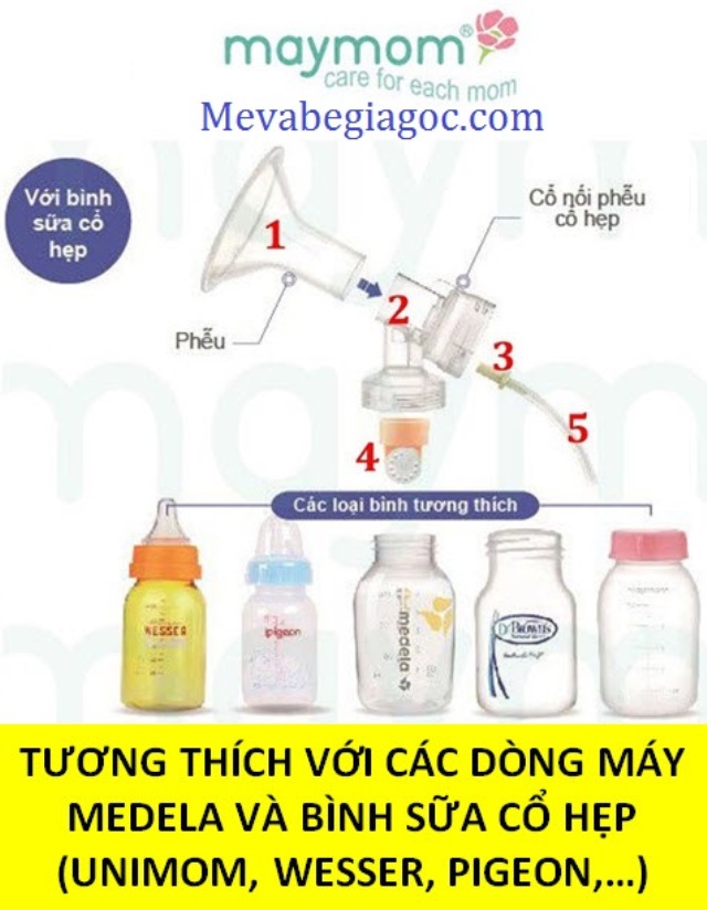 (FREESHIP ĐẾN 50k) Phụ kiện máy hút sữa Maymom - Tương thích với các dòng máy Medela và bình sữa cổ hẹp NAM8