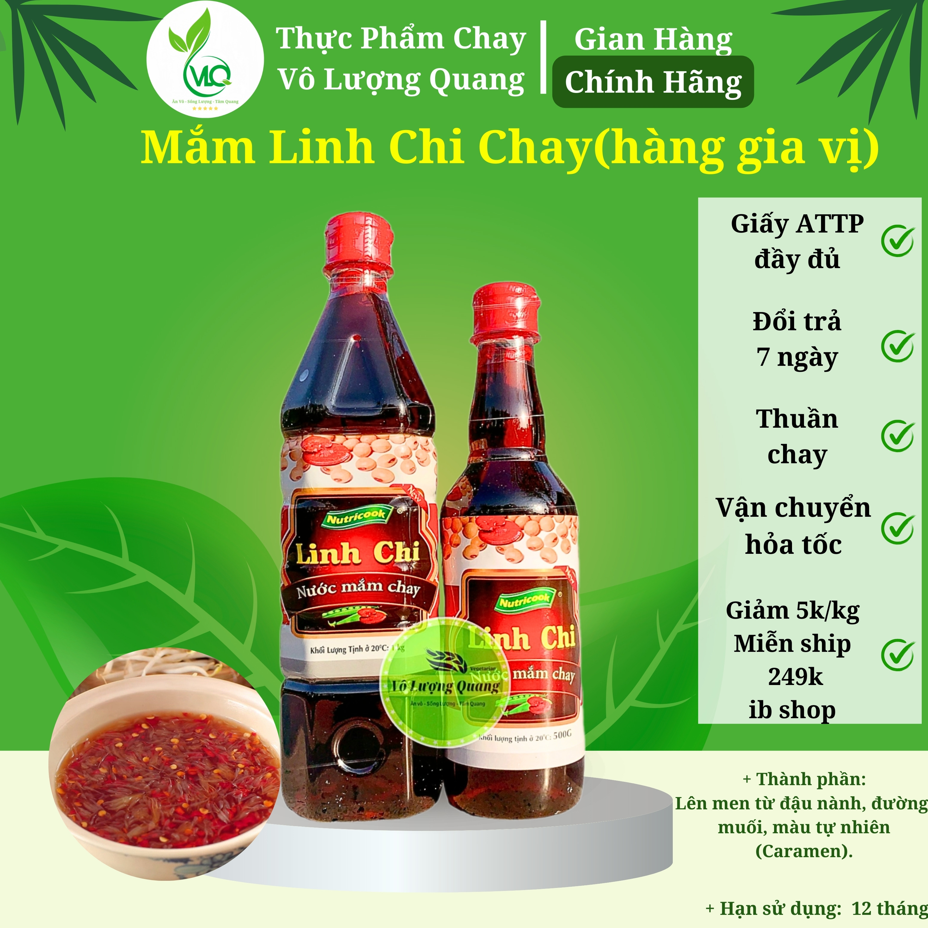 Mắm Linh Chi chay/ Vô Lượng Quang cao cấp