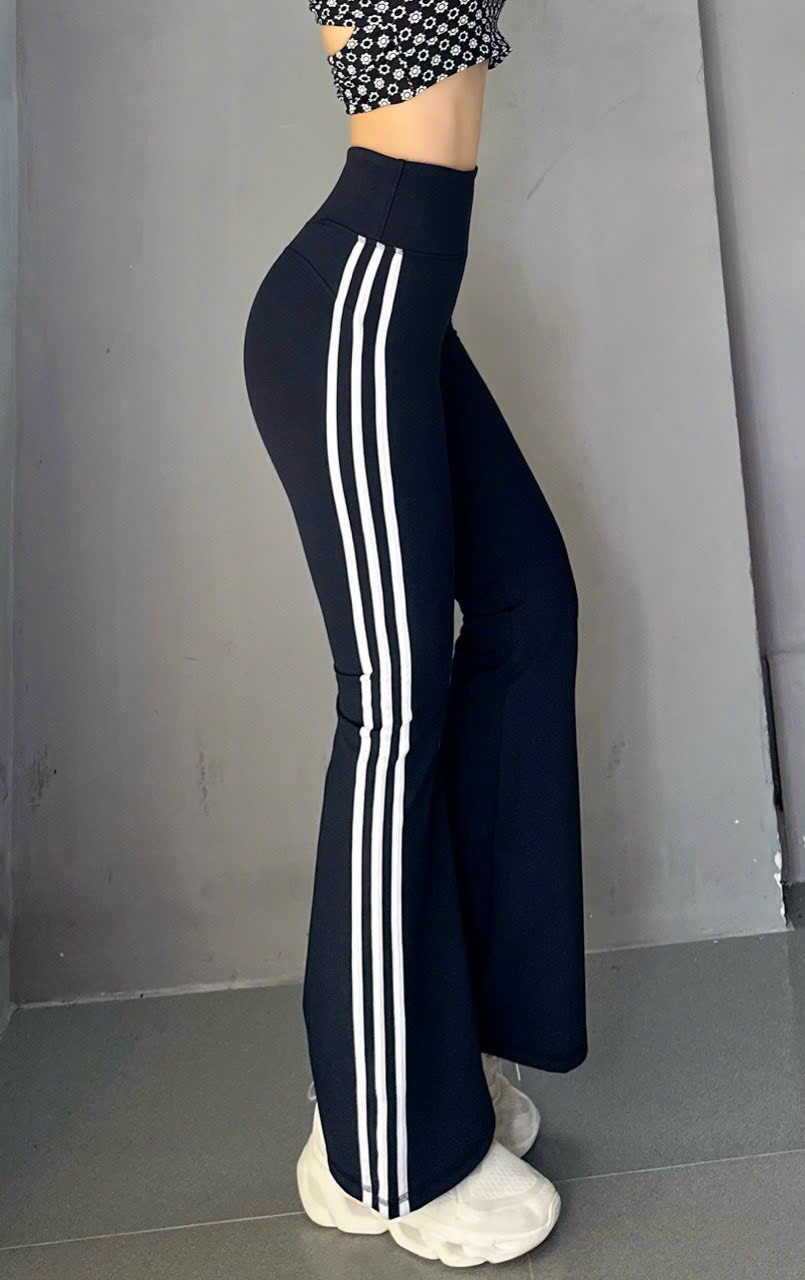 Quần dài thể thao nữ ống loe 3 sọc quần tập gym yoga aerobic thun lạnh cao cấp