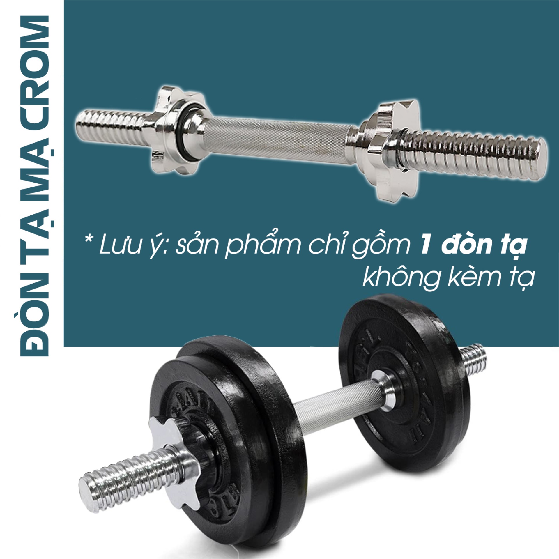 Đòn tạ thẳng sắt xi mạ Crom cao cấp 32cm - 35cm - 38cm Sportslink