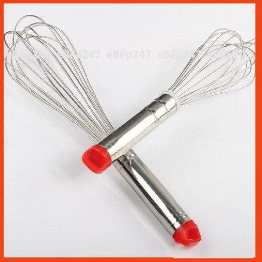 Phới lồng inox đánh trứng loại tốt siêu cứng cán đỏ 28cm cao cấp - eBếp247