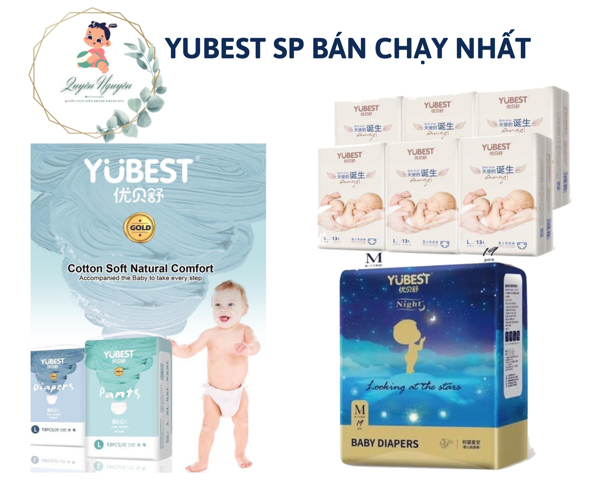 [KHUYẾN MÃI] Bỉm/tã YUBEST Gold / Night / Angel CAO CẤP quần M84, L78, XL72, XXL66, XXXL66