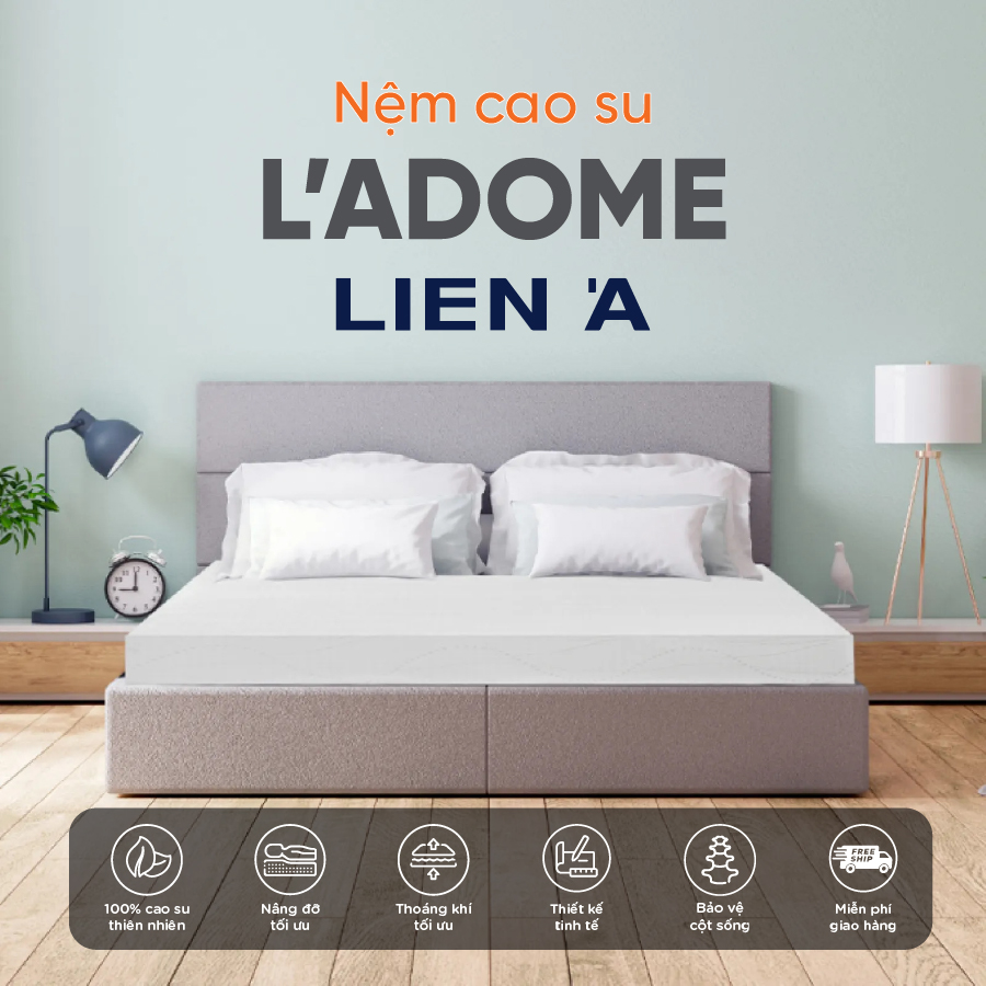 Nệm 100% cao su thiên nhiên Liên Á LA DOME -  Hỗ trợ cột sống - tốt cho lưng-nâng niu giấc ngủ-Chính Hãng- Bảo hành 12 năm