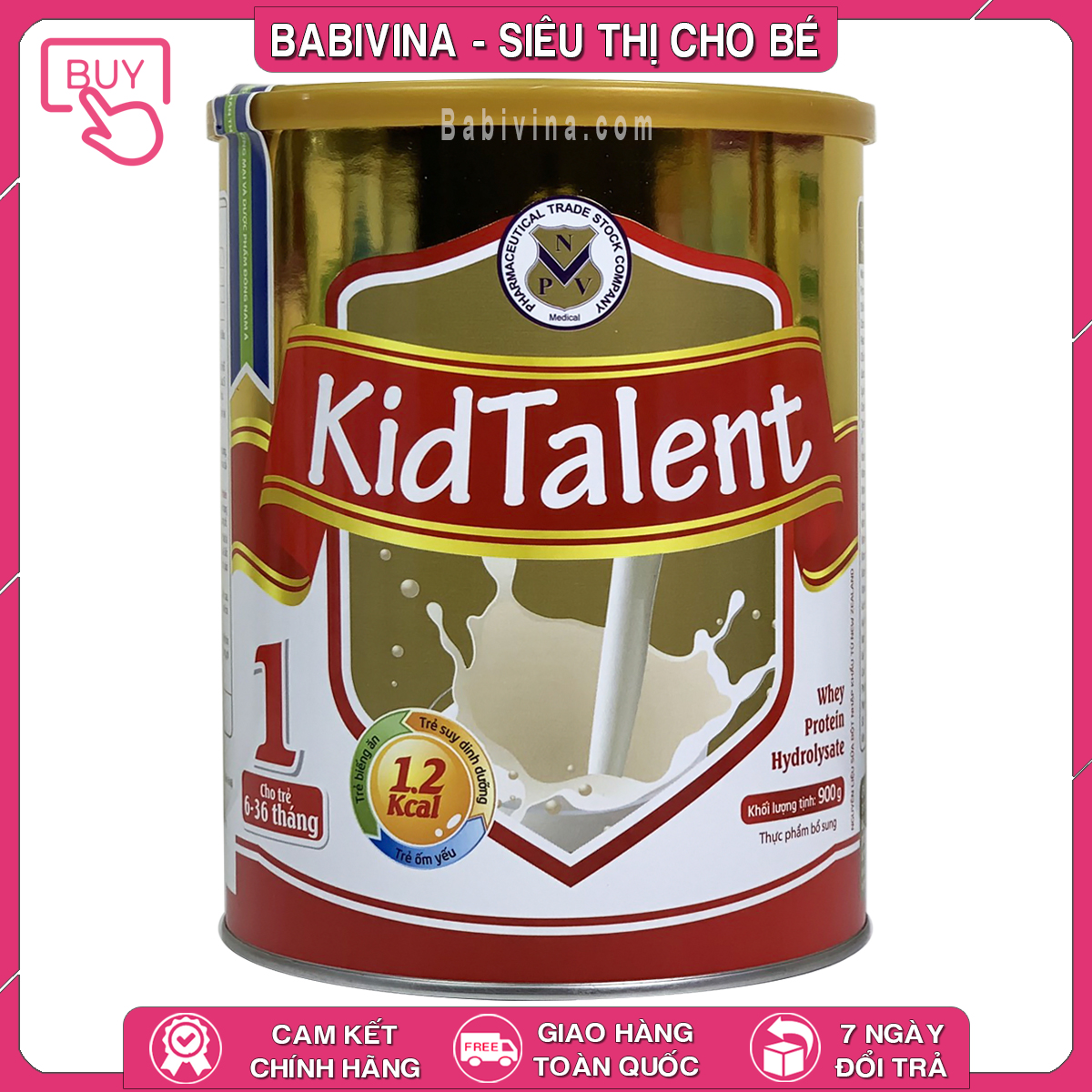 [CHÍNH HÃNG] Sữa Bột Kidtalent 1 900g | Trẻ Từ 6-36 Tháng Tuổi, Biếng Ăn, Chậm Lớn, Suy Dinh Dưỡng, Thấp Còi, Tăng Cân Vượt Trội | Babivina