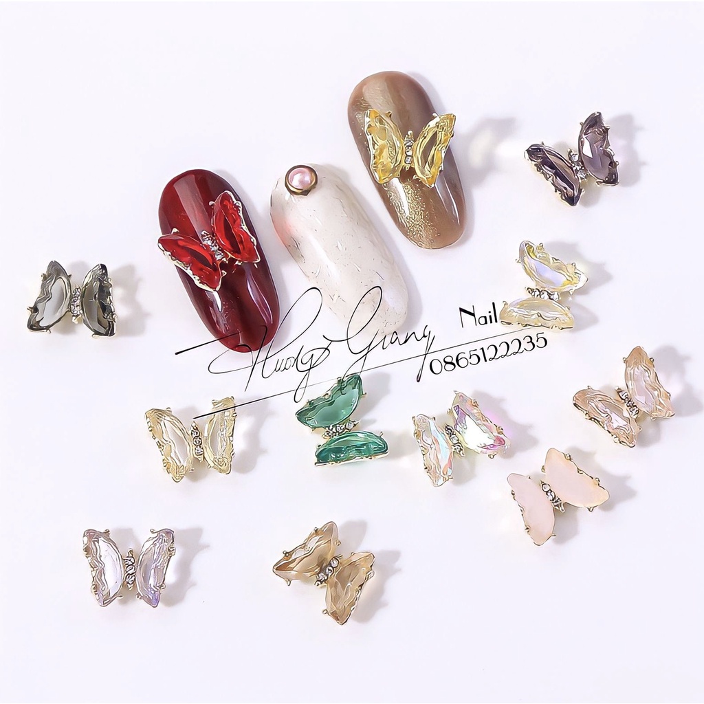 Charm nail - charm đá sáng - charm bướm cao cấp