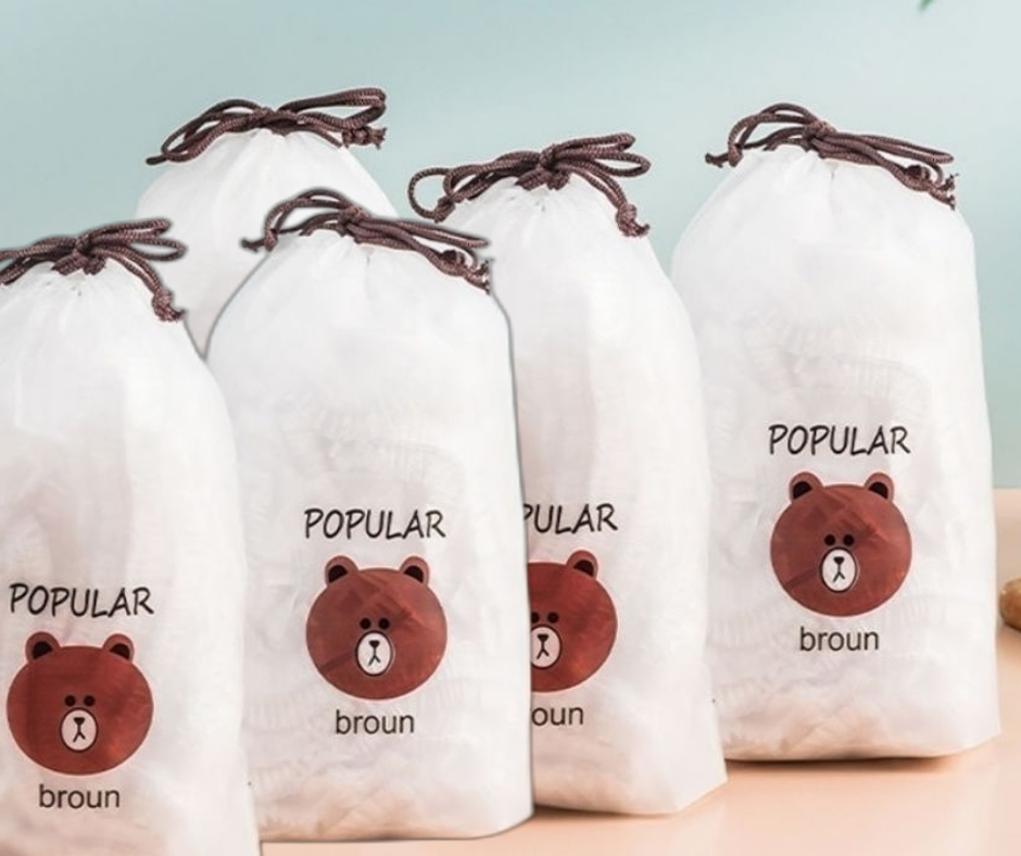 Combo 5 gói - 4 gói - 3 gói Màng Bọc Thực Phẩm An Toàn Set 500 cái [FreeShip], Có Chun Co Dãn Tái Sử Dụng Được Kèm Túi Gấu, giúp chống bụi và côn trùng