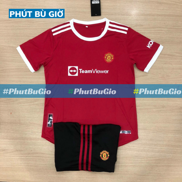 [ẢNH THẬT] Bộ quần áo đá bóng trẻ em, đá banh trẻ em CLB Man MU màu đỏ sân nhà mới nhất - Phút Bù Giờ Sport