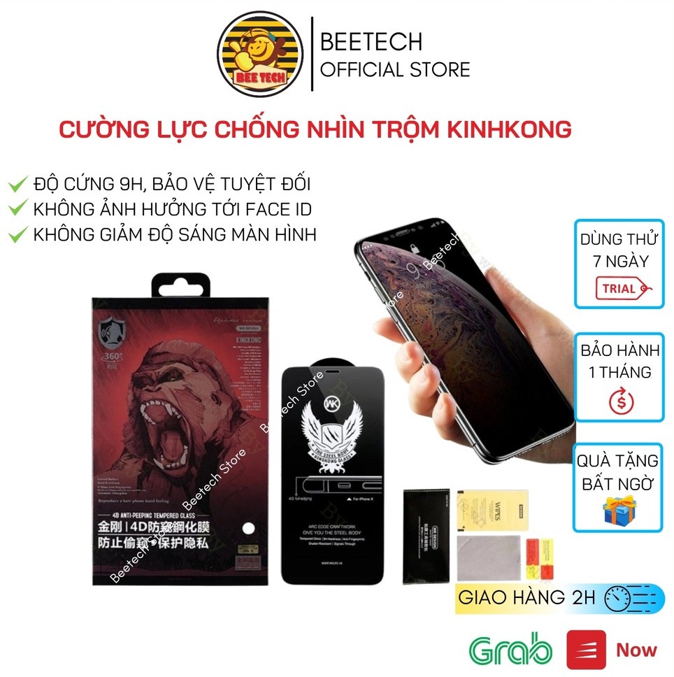 Cường lực iphone chống nhìn trộm, kính cường lực full màn Kingkong chính hãng - Beetech