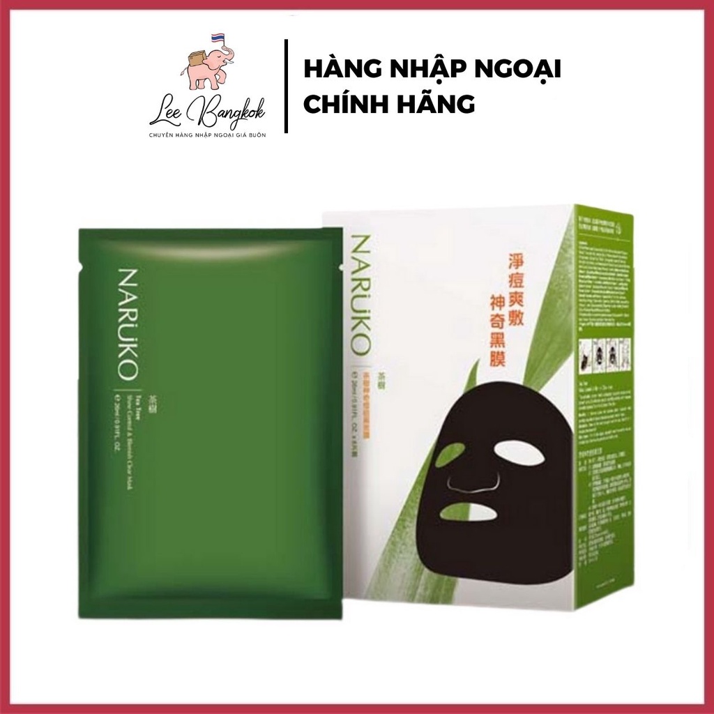Hộp 8 miếng mặt nạ kiểm soát dầu và mụn trà tràm naruko tea tree 26ml/m