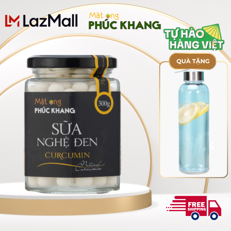 Viên Nghệ Đen Sữa ong chúa Curcumin Phúc Khang 300g - Mua 5 hũ tặng 1 hũ cùng loại