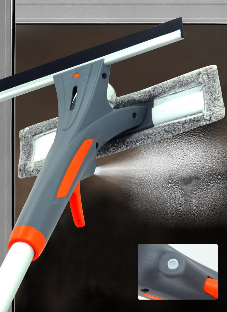 (CÓ HỎA tỐC) Cây lau kính cán dài 1m75 gấp gọn có 2 bông lau tích hợp Bình Xịt Tự Động, Cần gạt nước