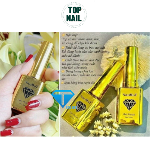 Base coat , Top coat bóng bền mỹ , Base top Nail mot cứng móng liên kết mỹ vàng kim cương 18ml