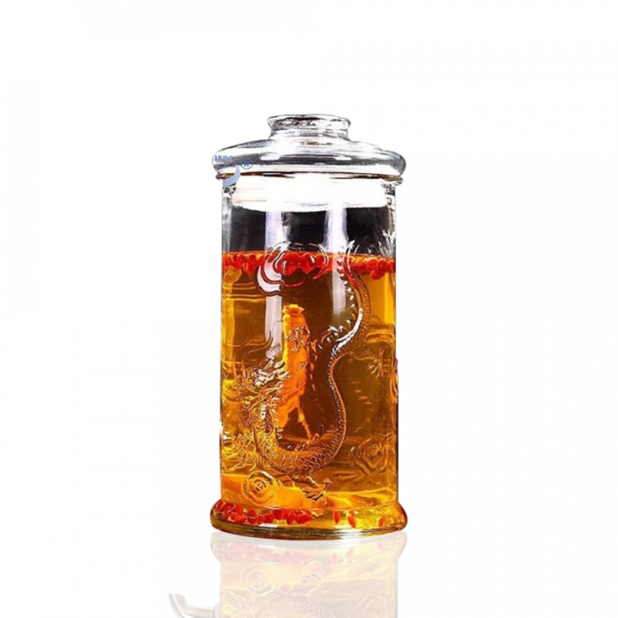Bình Ngâm Rươu Sâm Thủy Tinh 10 Lít Dáng Trụ Hoa Văn Rồng - Không Bình Ngâm Rươu Sâm Thủy Tinh 10 Lít Dáng Trụ Hoa Văn Rồng - Không