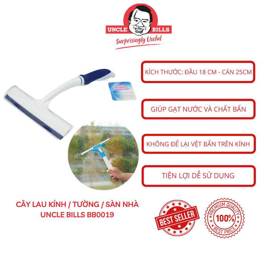 Cây lau kính sàn tường uncle bills bb0019 làm sạch vết bẩn không để lại vệt bẩn
