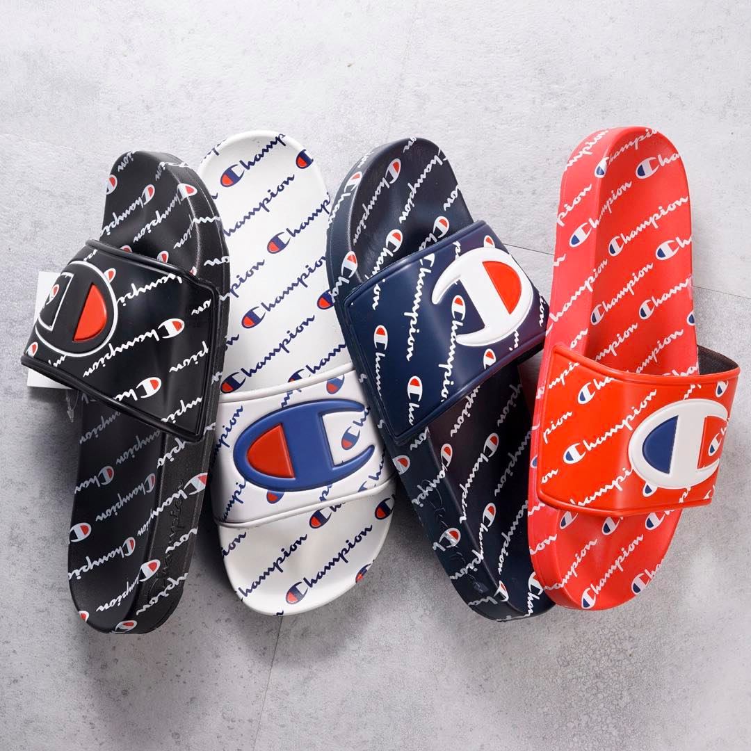 Dép quai ngang nam Champion chất liệu đế dép cao su Eva chống trượt