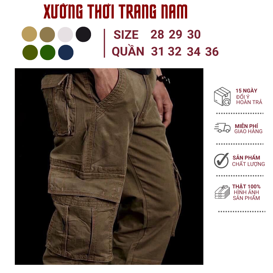 HCM QUẦN DÀI KAKI TÚI HỘP QUẦN HỘP 6 TÚI NAM THỜI TRANG GIÁ SỈ SIZE 45KG ĐẾN 85KG