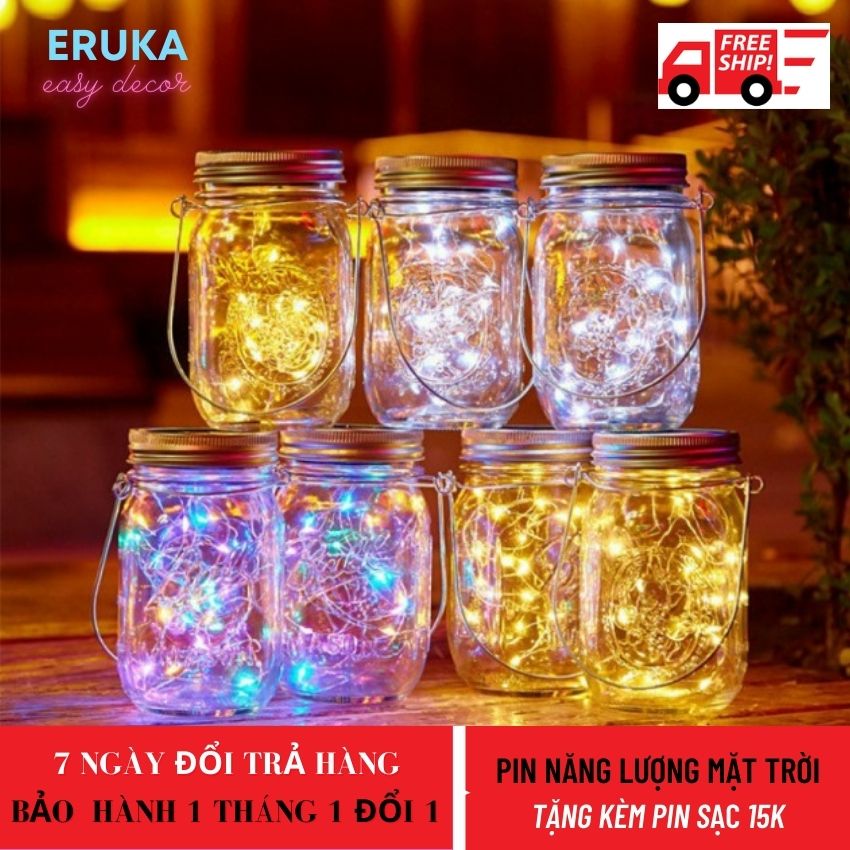[HCM][GIÁ SỈ] Lọ đèn LED năng lượng mặt trời đom đóm Eruka với ánh sáng lung linh lắp đặt đơn giản dễ dàng trang trí TẶNG KÈM PIN 15K cùng hãng