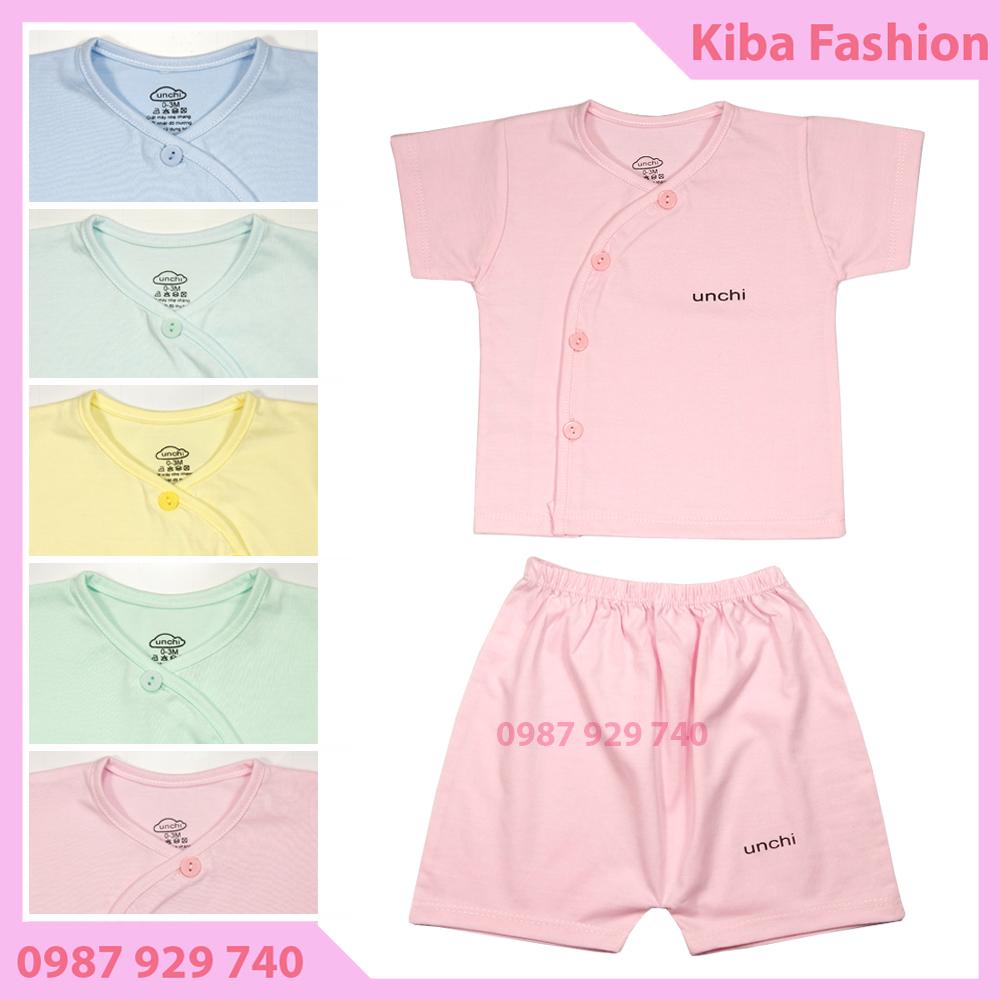 Bộ cộc tay UNCHI chất cotton mềm mịn, an toàn và nhiều màu cho bé sơ sinh 2-12kg