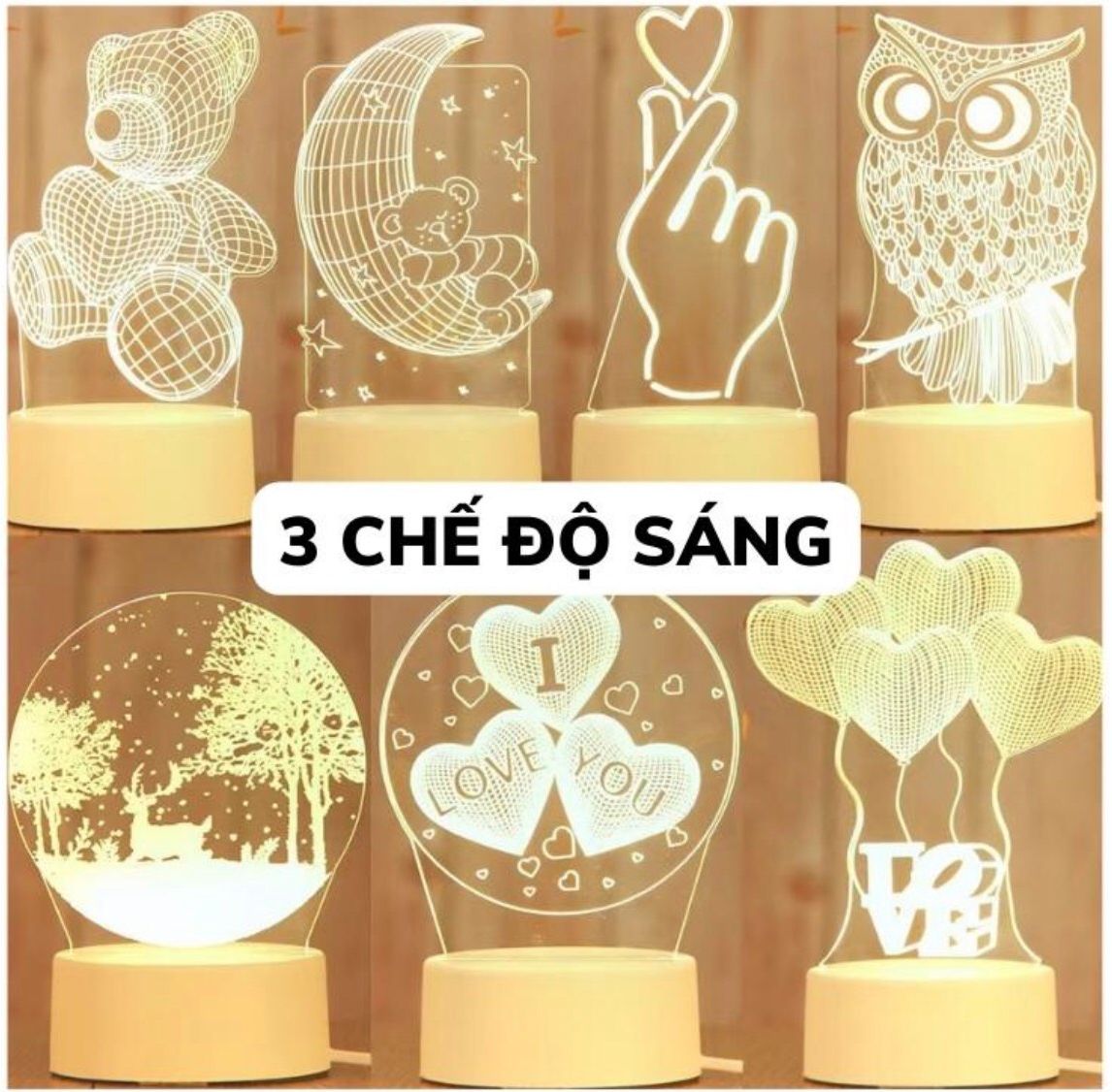 Đèn ngủ LED 3D trang trí - quà tặng độc đáo