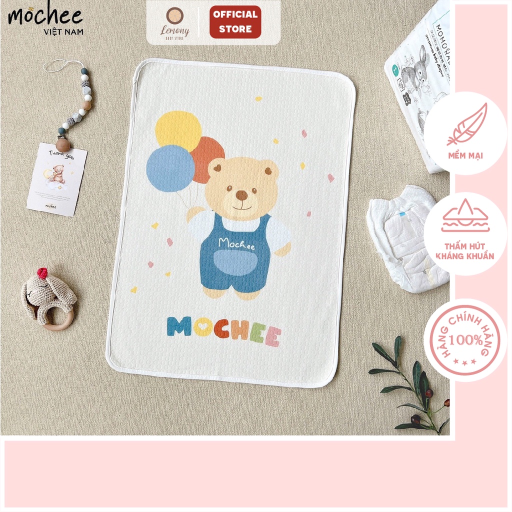 Chống thấm cho bé,Miếng lót chống thấm cotton Mochee 50x70cm, tấm lót chống thấm thay bỉm họa tiết