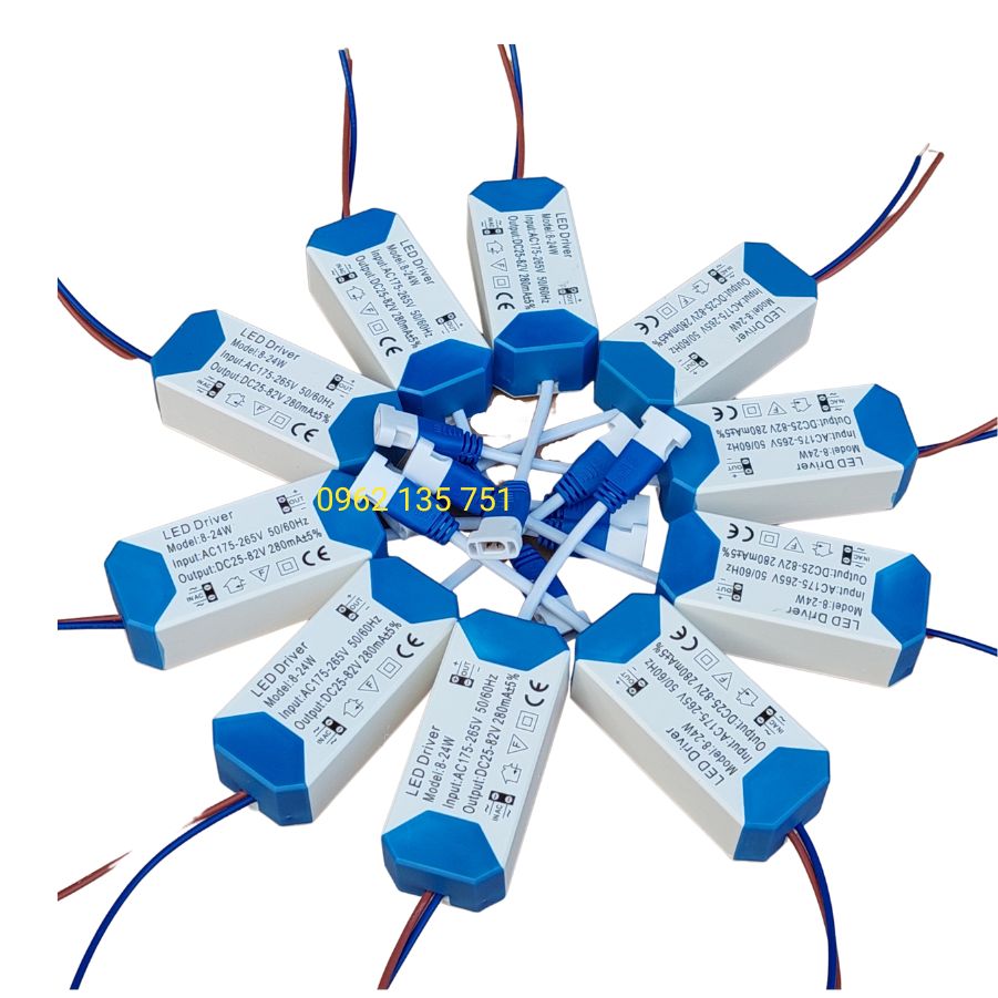 Combo 10 tăng phô đèn led âm trần, ốp trần 1 chế độ - 8w đến 24w jack kẹp jack tròn
