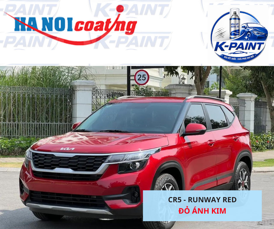 Sơn Xịt Xóa Vết Xước cho xe KIA SELTOS màu ĐỎ ÁNH KIM mã màu CR5 - RUNWAY RED chính hãng K-PAINT