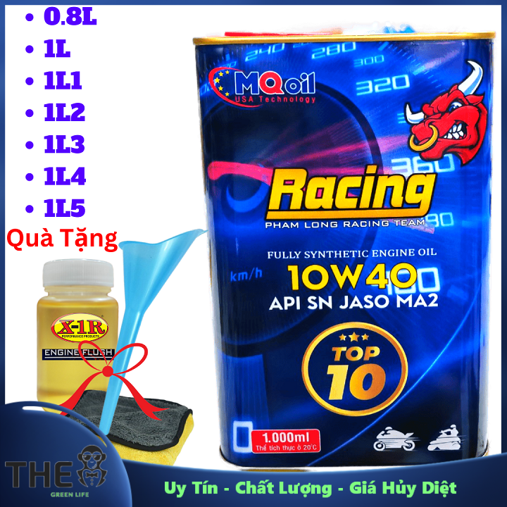 Nhớt phạm long racing 10w40 full 100% tổng hợp api sn jaso ma2 tặng quà 3 món