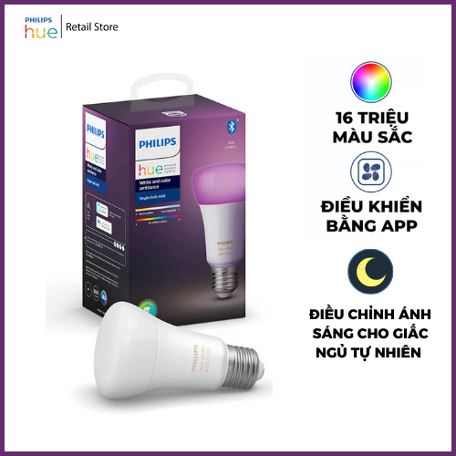 Bóng đèn thông minh Philips Hue White and Color Ambiance E27 9W kết nối Bluetooth và Zigbee | Chính Hãng Phân Phối