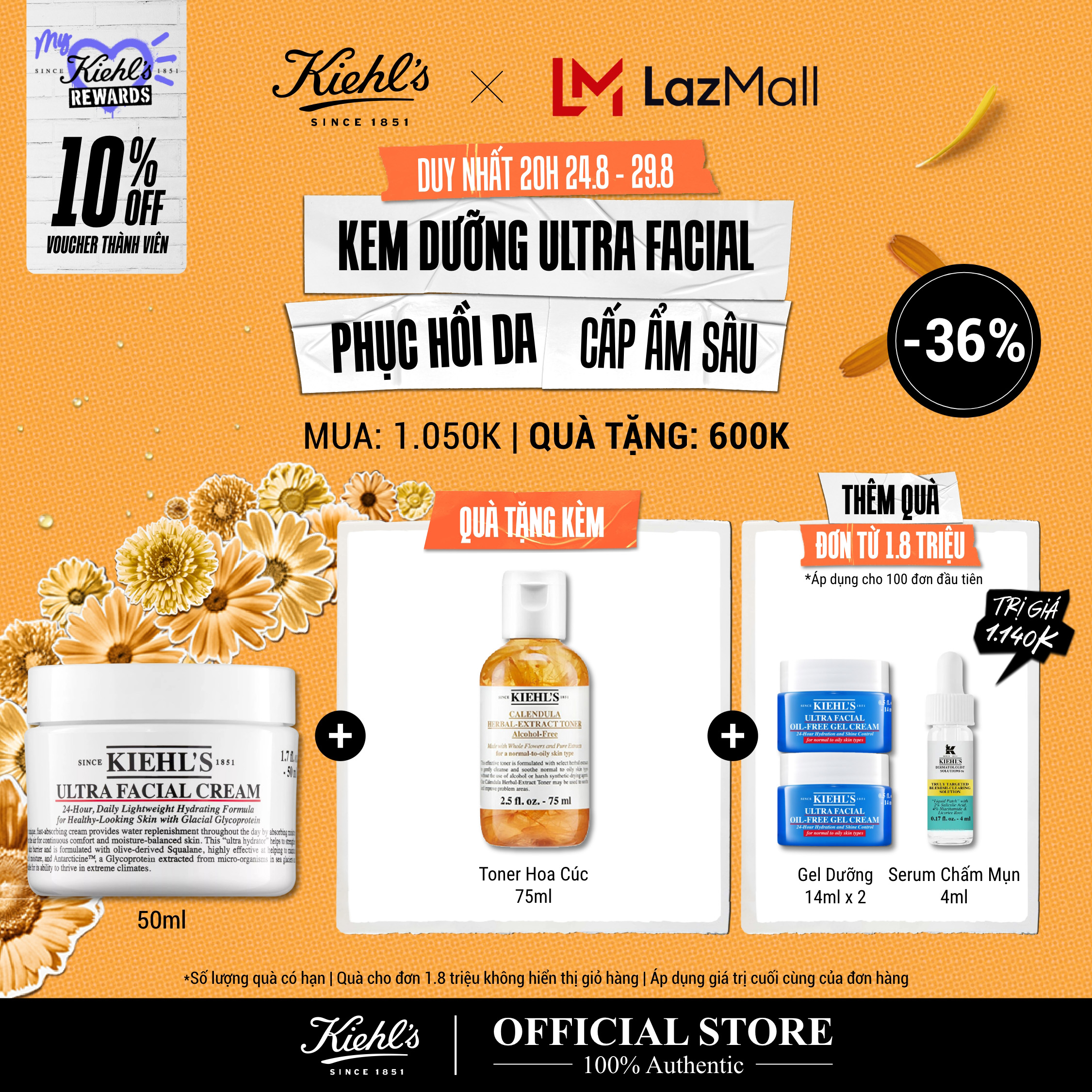 Kem dưỡng ẩm kiehl's ultra facial cream 50ml