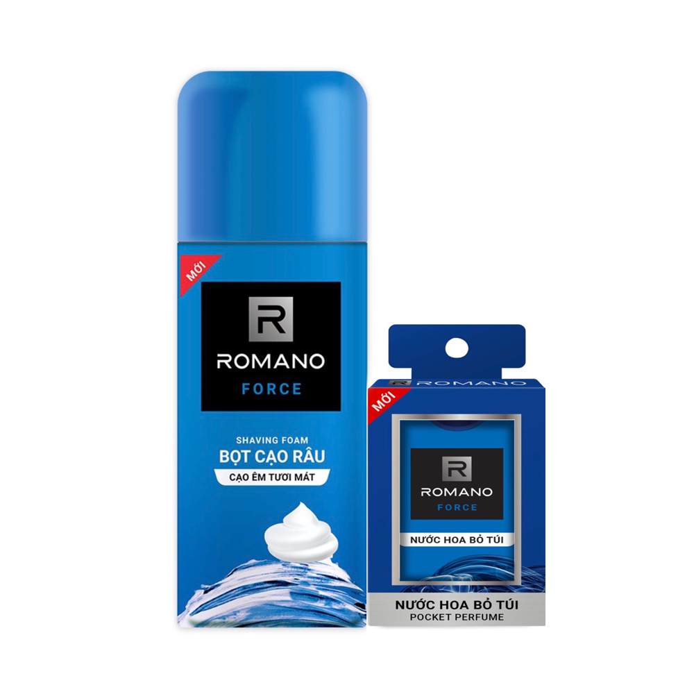 Bọt cạo râu Romano Force 175ml +Nước hoa bỏ túi Force 18ml