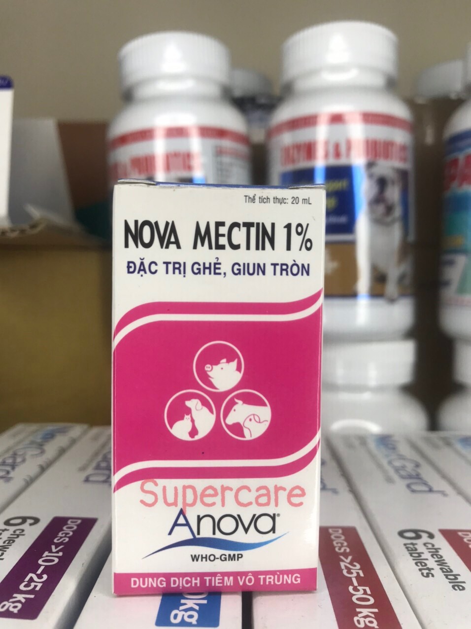[Hoàn tiền 10%] [CÓ HỎA TỐC] Nova Mectin 1% 20ml - Ghẻ Ve Rận & Tẩy Giun Ở Chó (Tặng kèm ống tiêm)