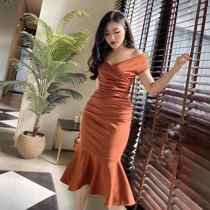 ĐẦM NỮ ÔM BODY NHÚN EO CHÂN VÁY ĐUÔI CÁ THỜI TRANG NỮ