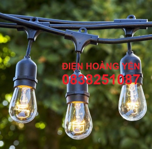 Bộ dây treo kín nước dài 10m 15 đuôi đèn e27 - phong cách châu âu chống nước. Dây đui đèn E27 ngoài trời đã được tích hợp sẵn phíc cắm và ổ cắm ở 2 đầu