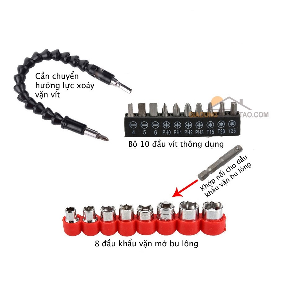 Bộ dụng cụ vặn ốc vít đa năng FET cho máy khoan pin, máy khoan gia đình