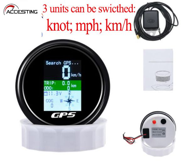 Đồng hồ đo kỹ thuật số màn hình tft 6 trong 1 đồng hồ đo tốc độ g-p-s kỹ thuật số trên thuyền xe hơi đồng hồ đo tốc độ nhiệt độ nước với ăng-ten g-p-s cho động cơ du thuyền đồng hồ đo tốc độ chống nước đồng