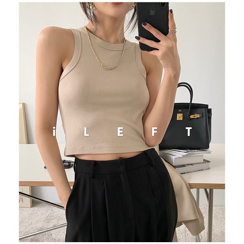 Áo Ba Lỗ Croptop Nữ MÀU KEM Dáng Ôm Sát Body Chất Thun Tăm Mềm Mại Thoáng Mát - BLN