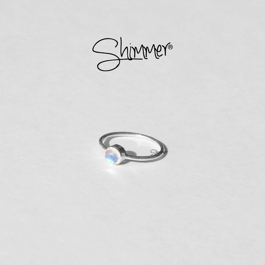 Nhẫn bạc nữ 925 shimmer silver - đá mặt trăng basic moonstone thiên nhiên hợp phong thủy không kị mệnh - trang sức bạc 925 shimmer silver