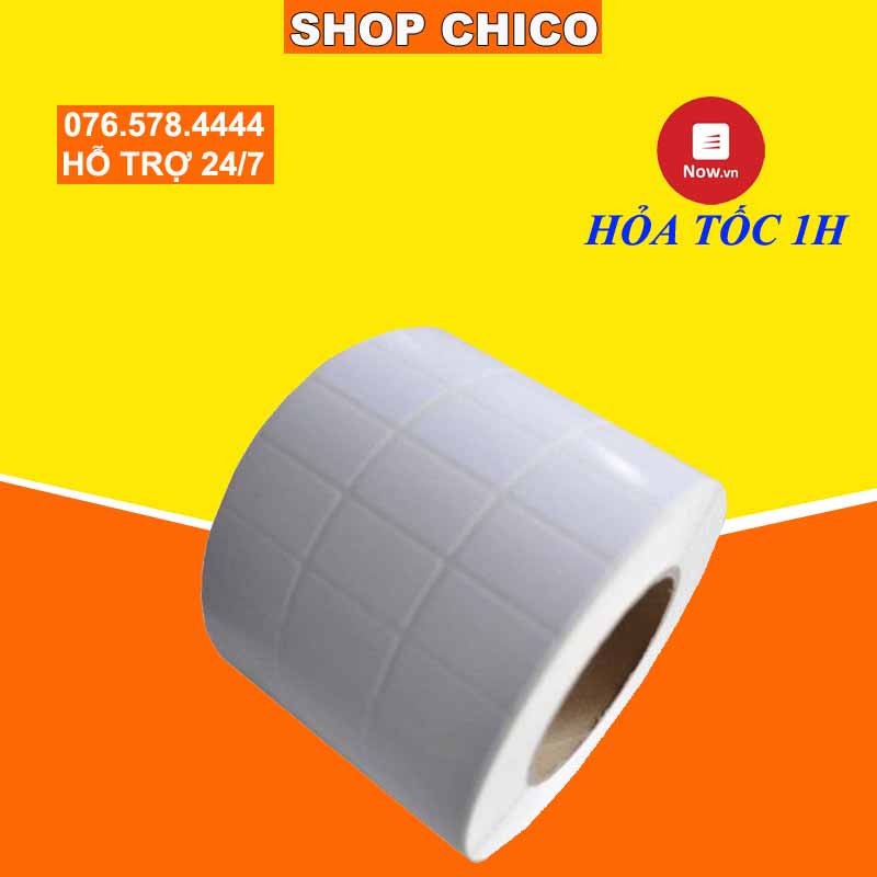 Giấy in mã vạch khổ 35x22 3 tem/hàng cuộn 50m 6000 tem/cuộn sử dụng kèm ruybang mực cho các cửa hàng siêu thị dùng phần mềm bán hàng như nhanh kiotviet pos365 suno sapo giấy in tem cho các máy in tem như godex tsc antech
