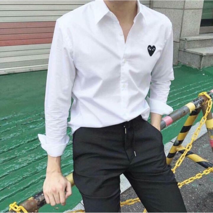 [SƠ MI HOT] Áo sơ mi nam nữ tay dài họa tiết trái tim chất liệu lụa mịn không xù phù hợp mặc đi tiệc, đám cưới đi chơi du lịch công sở