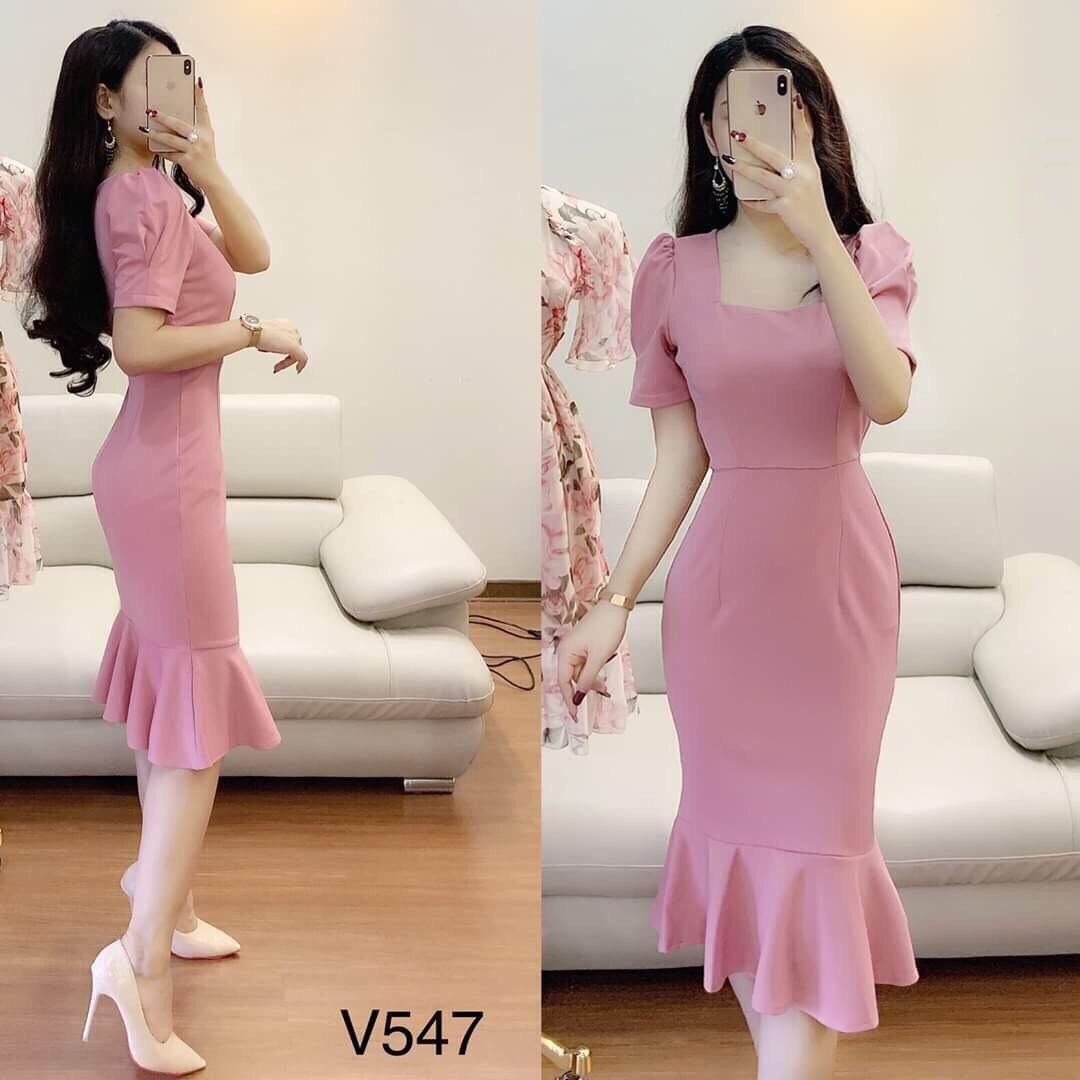 Đầm body đuôi cá, tay bồng
