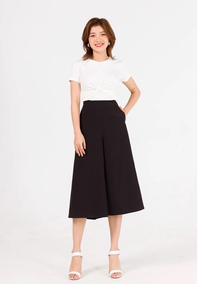 Quần Ống Rộng Nữ culottes Dài 63cm, Vải Lụa Trượt, Có oversize đại tới 90KG, ống rộng dáng váy che nhược điểm quá béo, quá gầy