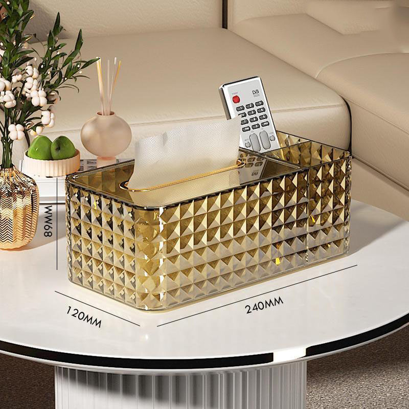Hộp đựng khăn giấy đa năng kèm khay đựng đồ cao cấp - hộp đựng khăn giấy kim cương có khay, hàng cao cấp thiết kế sang trọng